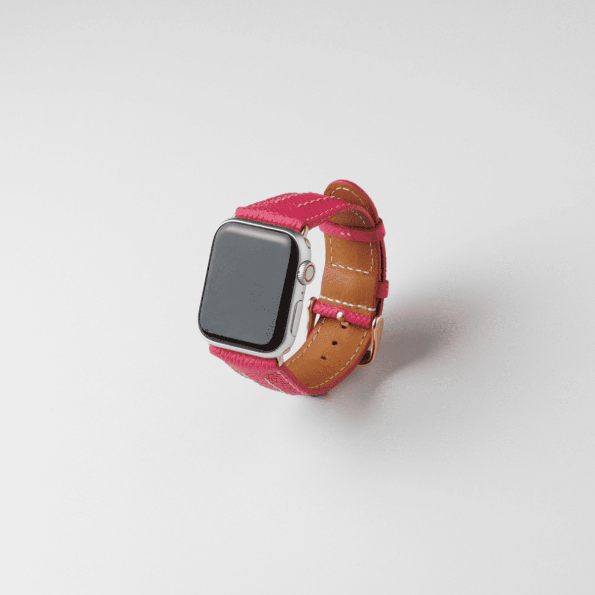 Apple Watch レザーバンド (色：ピンク)【42mm/44mm/45mm/49mm】