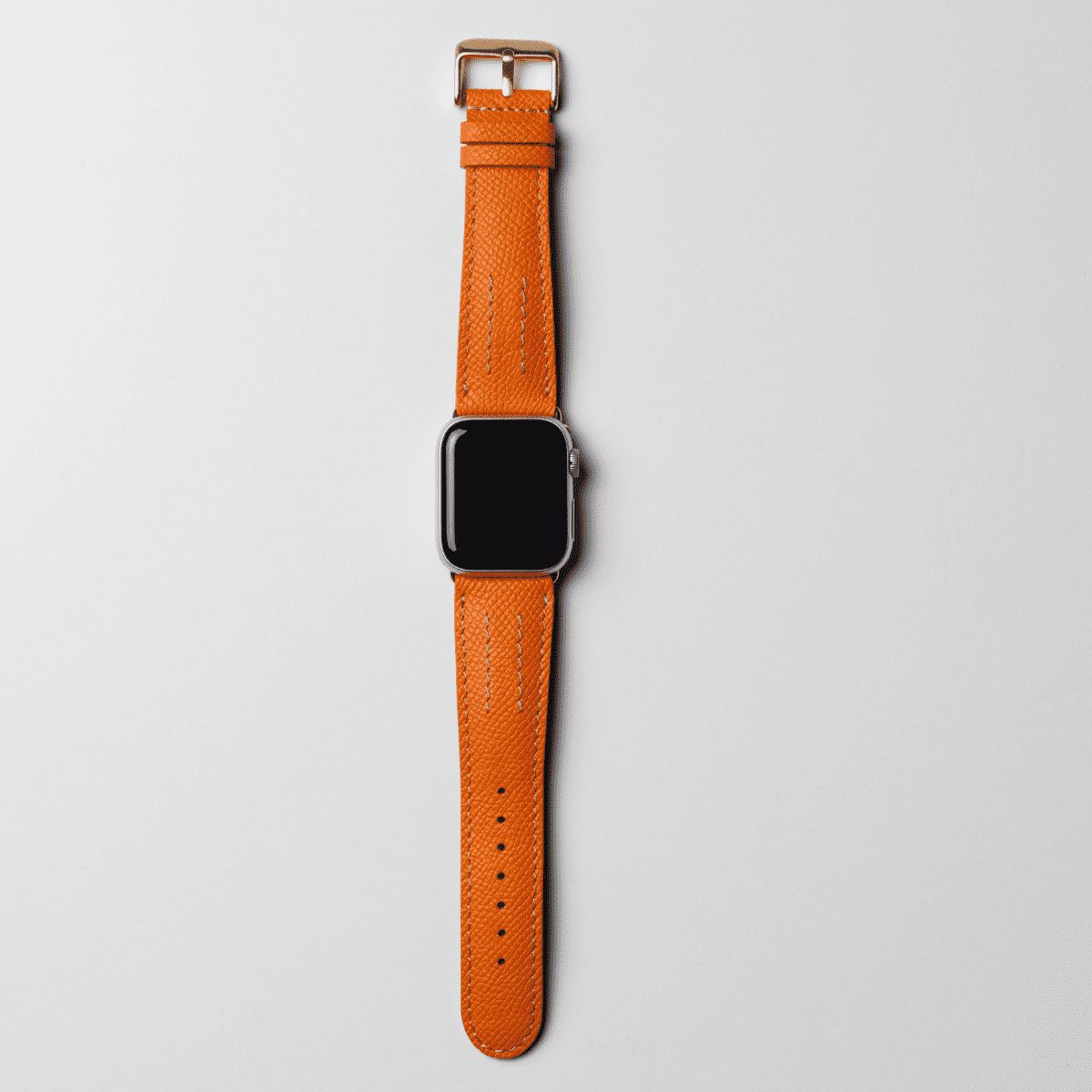 Apple Watch レザーバンド (色：オレンジ×ゴールド)【42mm/44mm/45mm