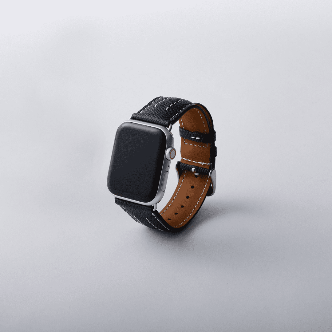 Apple Watch レザーバンド (色：ブラック)【42mm/44mm/45mm/49nn】