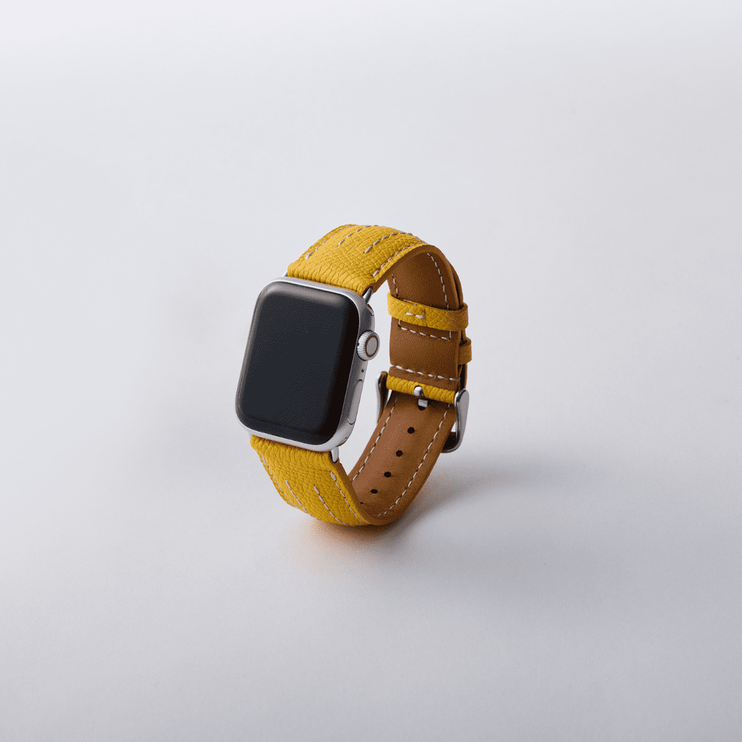 Apple Watch レザーバンド (色：イエロー)【38mm/40mm/41mm】